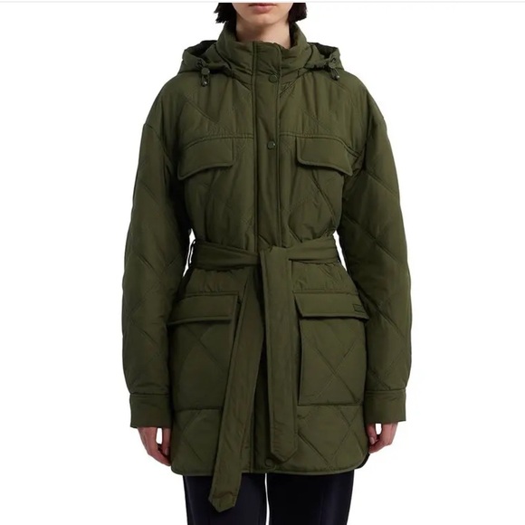Olive Quilted Puffer Jacket - Picture 1 of 12